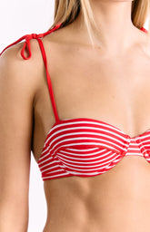 9.0 Swim Bianca Red Stripe Bikini Top