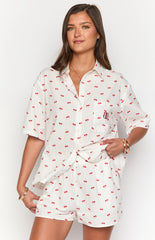 Alexea Cherry Print Pajama Shorts