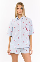 Alexea Lobster Print Pajama Shirt