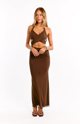 Alima Chocolate Brown Cut Out Maxi Dress