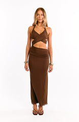 Alima Chocolate Brown Cut Out Maxi Dress