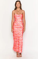 Ashley Pink And Orange Floral Formal Maxi Dress