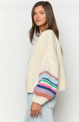 Bad Habits Cream Multi Knit Cardigan