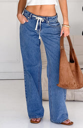Beau Mid Wash Tie Waist Denim Jeans