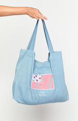 Beginning Washed Denim USA Tote Bag