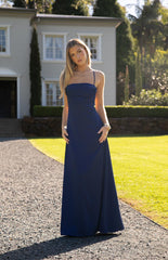 Blaise Navy Satin Maxi Dress