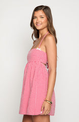 Carter Red Gingham Halter Mini Dress