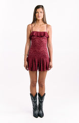 Celeste Wine Lace Party Mini Dress
