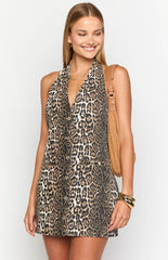 Corbin Leopard Halter Neck Mini Dress