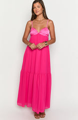 Dekota Hot Pink Contrast Maxi Dress