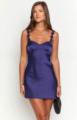 Marbelle Navy Satin Mini Dress