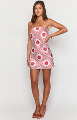 Ellie Red Tile Print Mini Dress