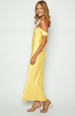 Ella Light Yellow Off Shoulder Formal Maxi Dress