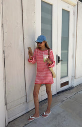 Elmer Red Stripe Long Sleeve Knit Mini Dress