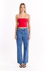 Florrie Red Pink Contrast Knit Top