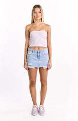 Found Love Floral Light Wash Denim Skirt