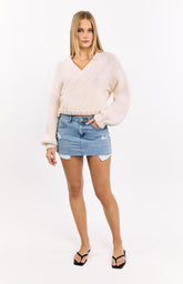 Found Love Light Wash Denim Low Rise Mini Skirt