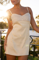 Fran Gold Sequin Contrast Party Mini Dress