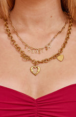Gold Heart Chain Necklace