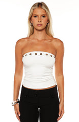 Harloe White Eyelet Strapless Tube Top