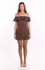 Haylie Brown Polka Dot Off Shoulder Mini Dress