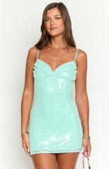 Honey Aqua Sequin Mini Dress