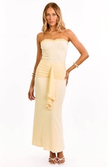 Isaiah Cream Strapless Mesh Maxi Dress