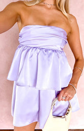 Jamie Lilac Satin Strapless Mini Dress