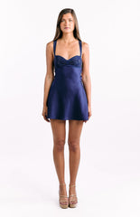 Jazzy Navy Contrast Rhinestone Mini Dress