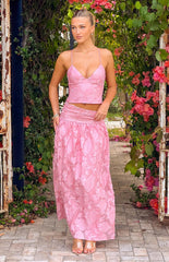 Jewel Pink Floral Maxi Skirt