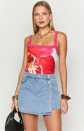 Joy Light Wash Denim Wrap Mini Skort