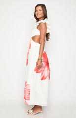 Kaden White Floral Print Maxi Dress
