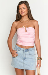 Kassy Pink Strapless Top
