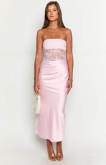 Kevin Pink Lace Maxi Dress