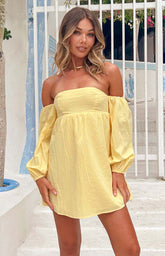 Koa Yellow Long Sleeve Mini Dress