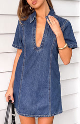 Lachie Dark Wash Denim Mini Dress