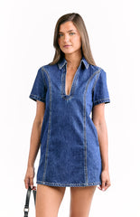 Lachie Dark Wash Denim Mini Dress