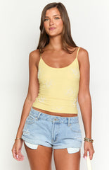 Mallorie Yellow Beaded Top
