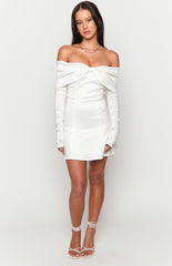 Natalie White Long Sleeve Mini Dress