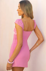 Nusa Pink Cap Sleeve Mini Dress