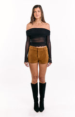 Ottie Tan Suedette Shorts