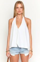 Petie White Linen Blend Top