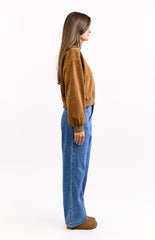 Rebecca Tan Cuffed Suedette Bomber Jacket