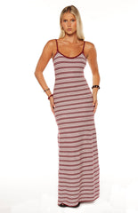 Rhiannon Burgundy Stripe Knit Maxi Dress - PRE ORDER