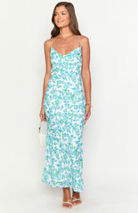Valentina Blue Floral Maxi Dress