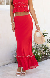 Wiatt Red Maxi Skirt