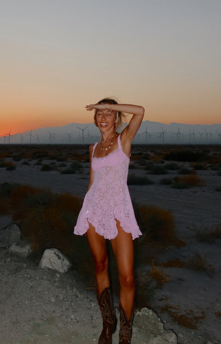 All Mine Pink Lace Mini Dress