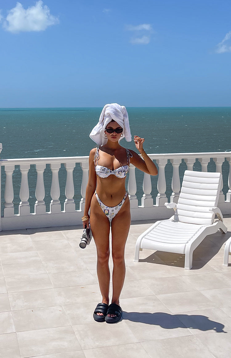 9.0 Swim White Italia Print Bianca Bikini Bottoms