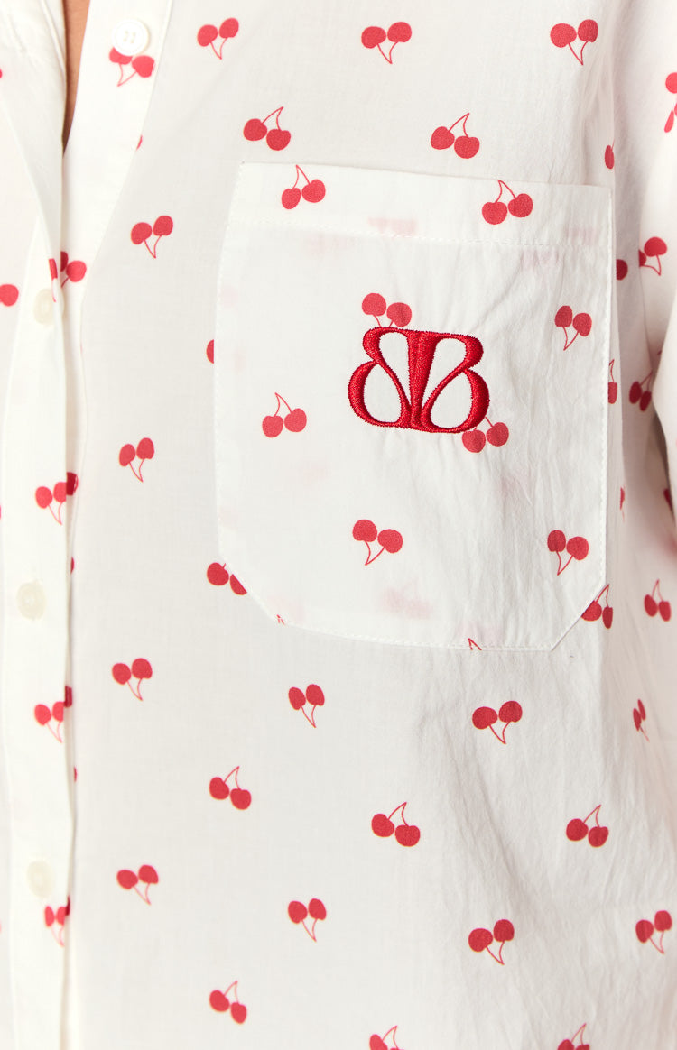 Alexea Cherry Print Pajama Shirt