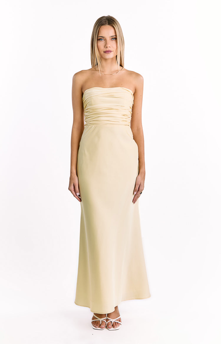 Alexia Yellow Strapless Maxi Dress